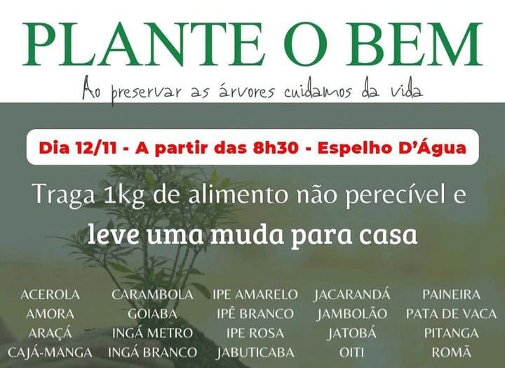 Meio Ambiente realiza ação “Plante o Bem”: Vinte espécies à disposição por troca de quilo de alimento